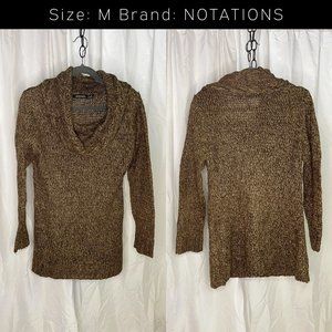 Brown Cable Cowl Neck Sweater Size M